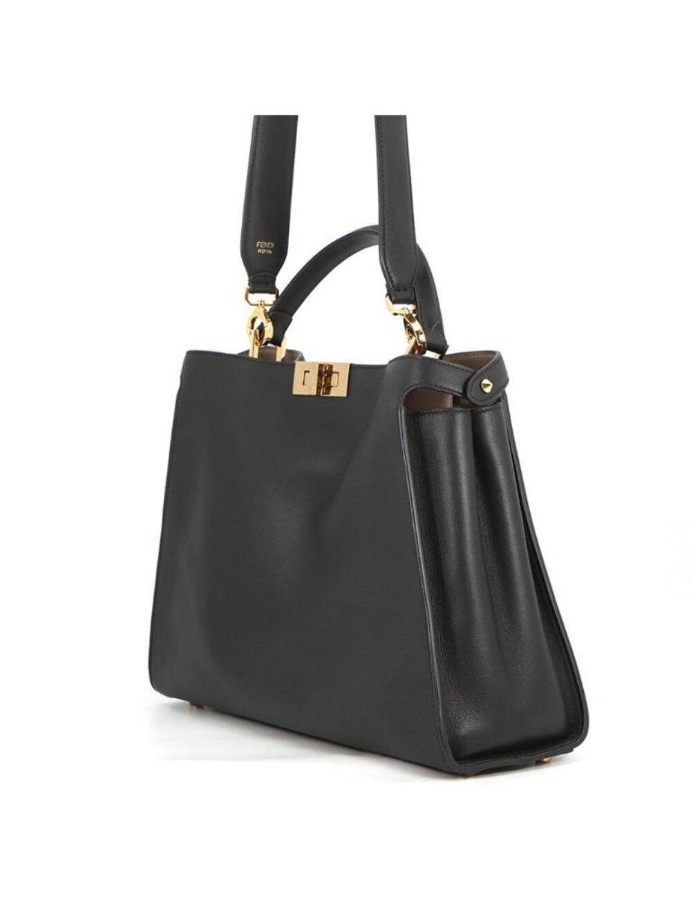 Fendi Peekaboo Essential Leather 2-Way Shoulder Bag Black - Picture 2 of 10